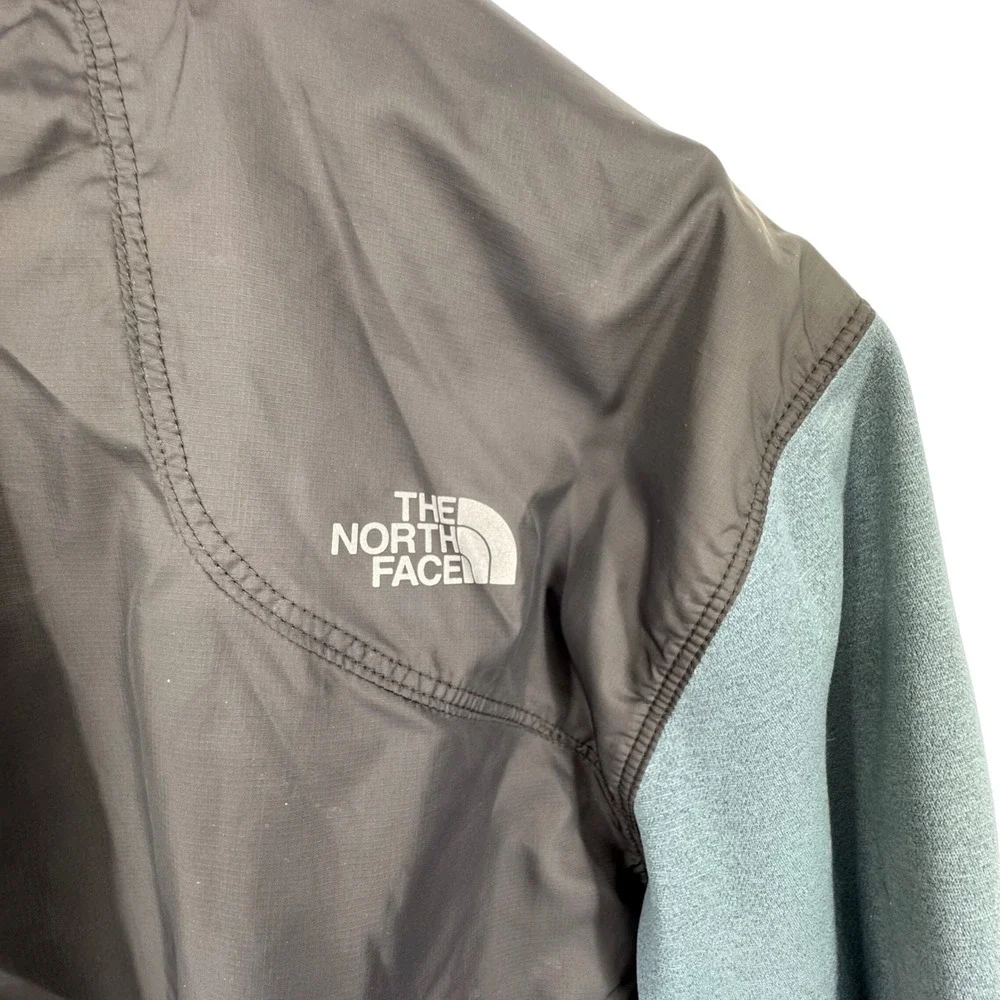 The North Face Mens Full Zip Hybrid Fleece Ripstop Jacket Grey Black Medium